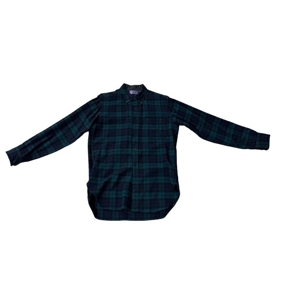 Vintage Pendleton Wool Shirt Plaid Medium Green Blue Button Up 1960s Flannel - Picture 2 of 8